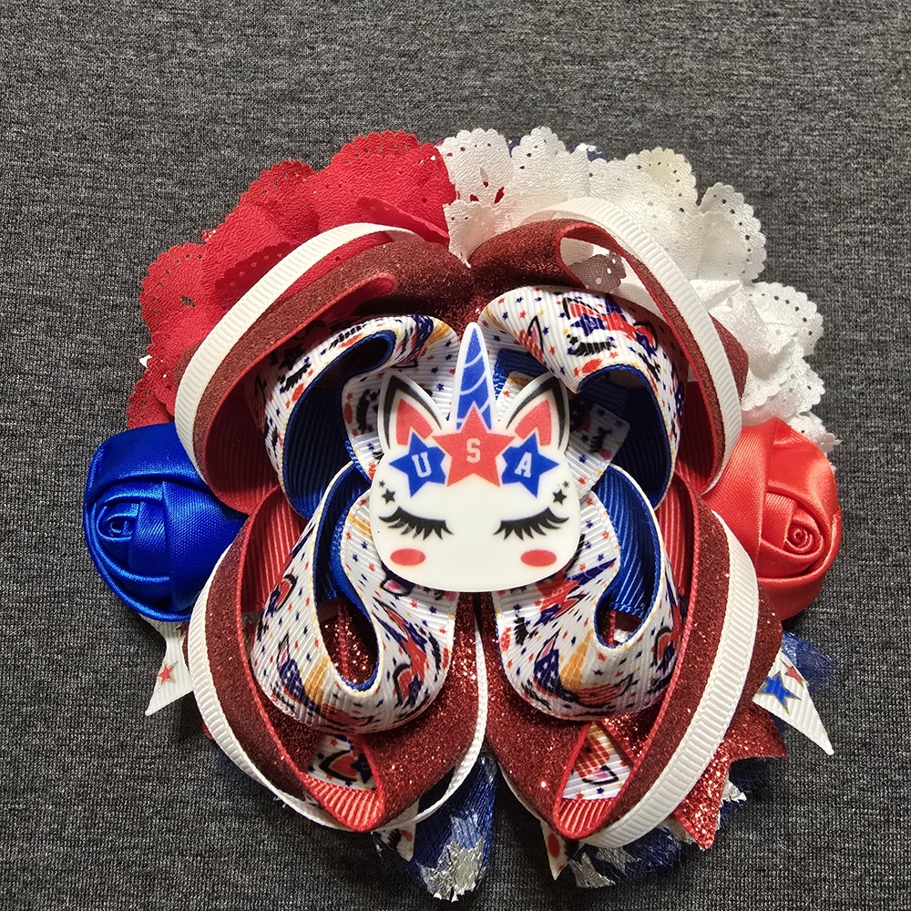 Patriotic Unicorn Hair Bow